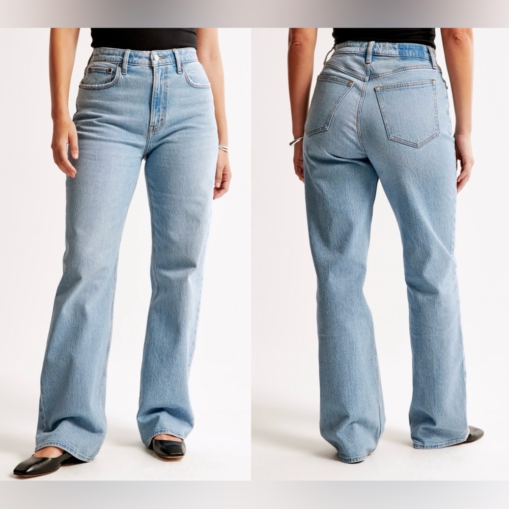 A&F Curve Love High Rise 90s Relaxed Jean Medium Blue 28